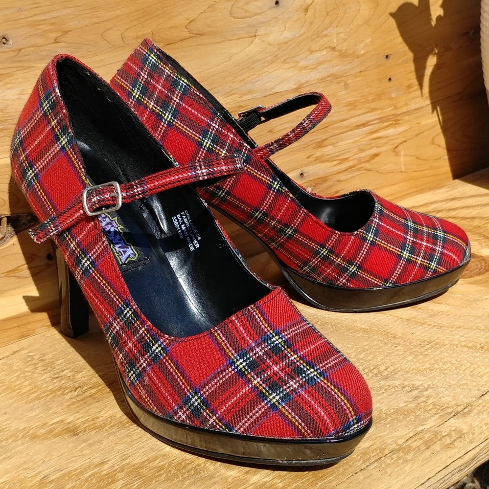 Red Plaid Heels